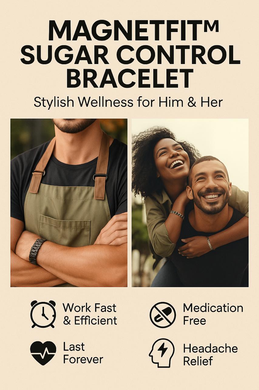 🖤 MagnetFit™ Sugar Control Bracelet – Stylish Wellness for Him & Her